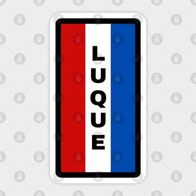 Luque City in Paraguay Flag Colors Vertical Sticker by aybe7elf